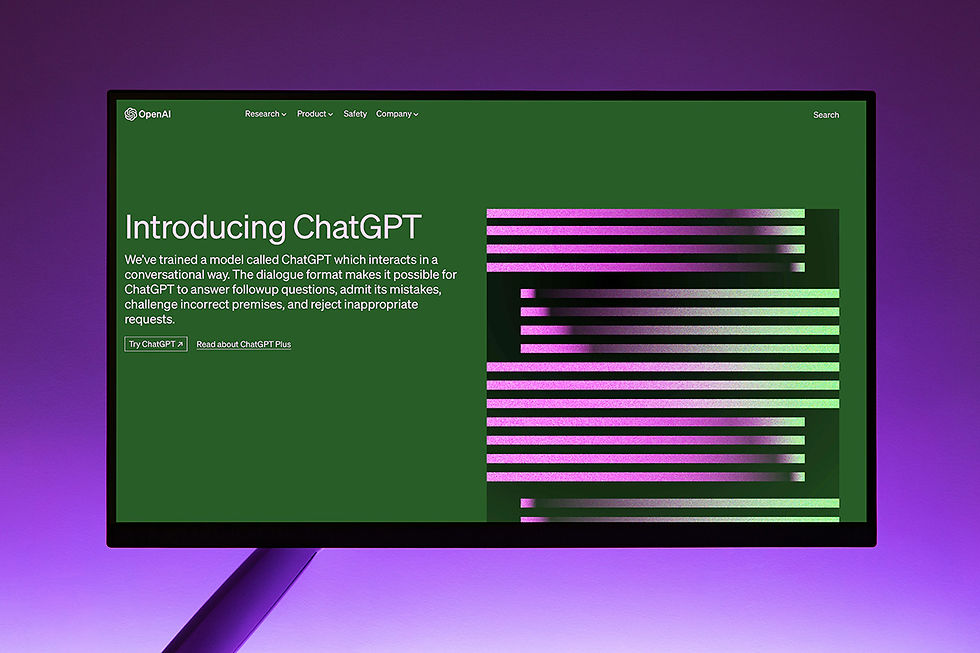 Introducing ChatGPT image on a screen and colourful background