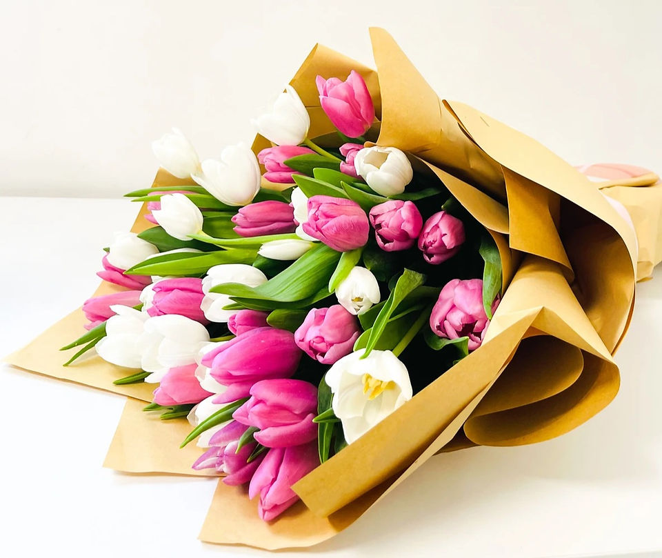 Spring bouquet with May Flowers Tulips