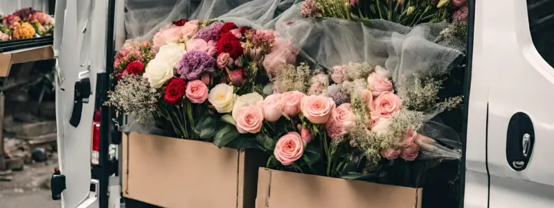 Flowers secured in protective packaging