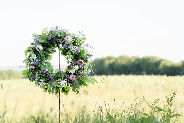 funeral wreath in field