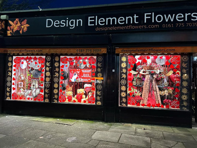 Valentine's Window Design Element Flowers
